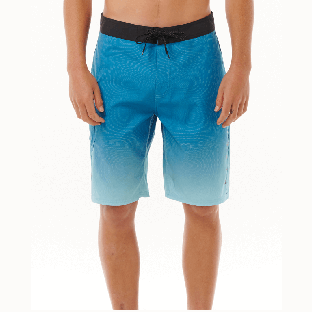 Stewarts Menswear Rip Curl Shock Boardshort. Photo shows front view of model wearing Rip Curl Shock Boardshorts. Colour is Blue.