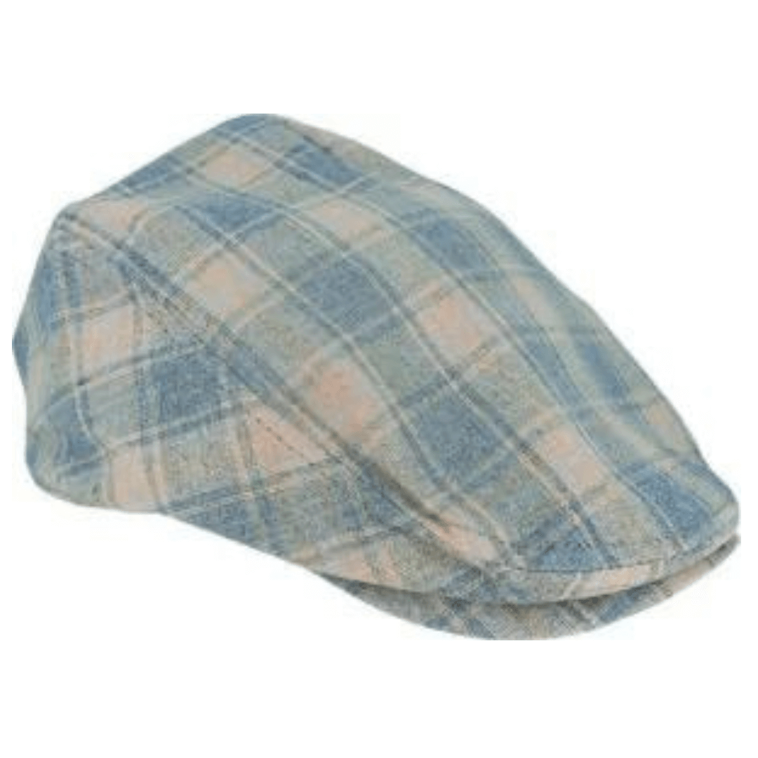 Stewarts Menswear Avenel Hats cotton check ivy cap. If you are looking for a men's stylish Summer cap, look no further than this Ivy Cap with cotton lining. Grey and cream coloured check.