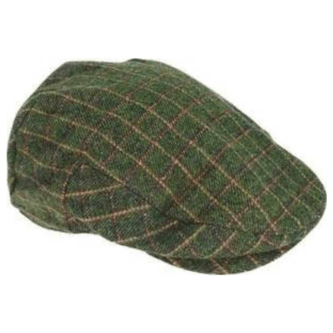 Stewarts Menswear Avenel Hats wool blend ivy cap. Upgrade your winter wardrobe with this stylish wool blend check ivy cap. The perfect accessory to keep you warm and fashionable, this cap is made from premium quality wool blend fabric and features a sophisticated check pattern. Colour is Olive.