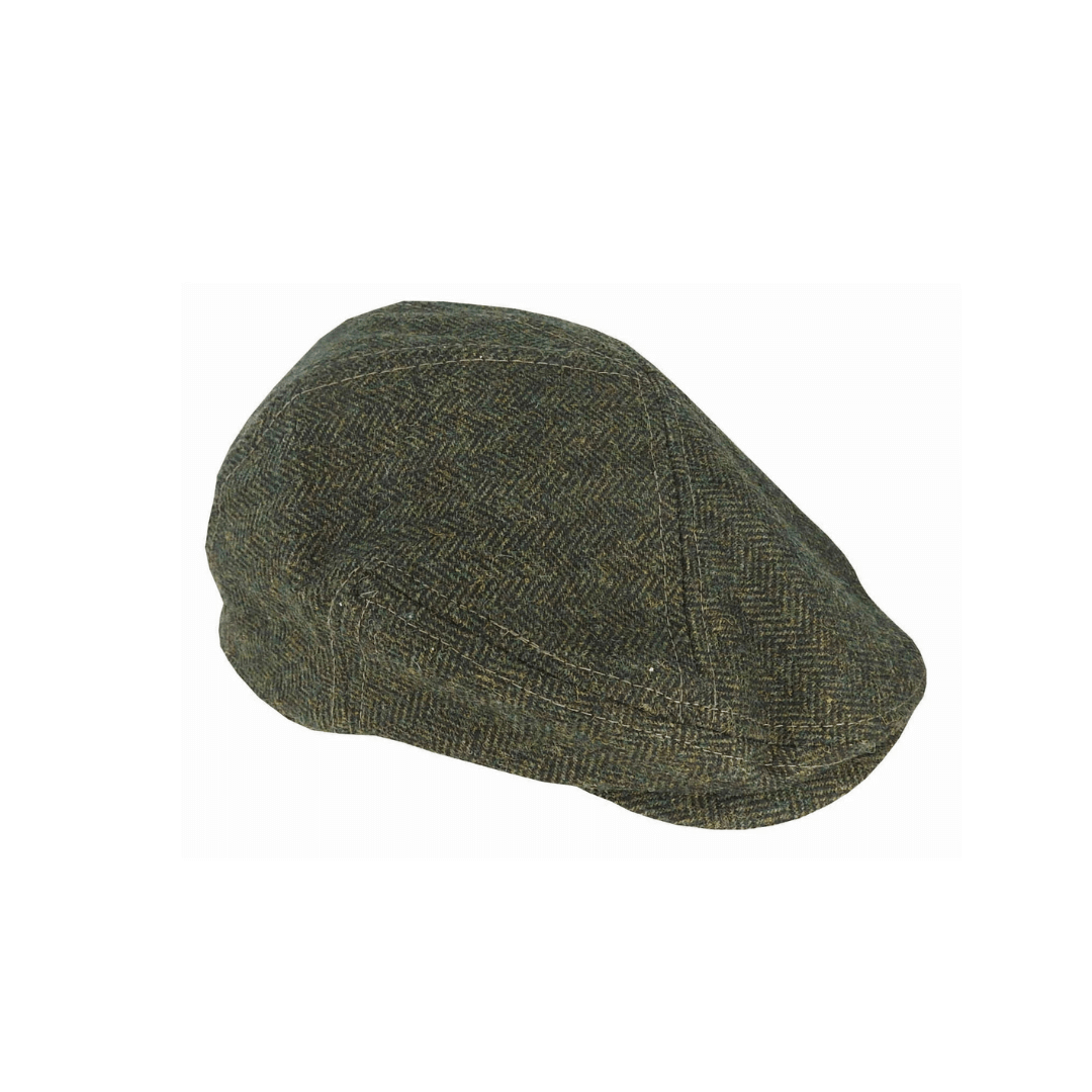 Stewarts Menswear, Mullumbimby. Avenal Hats wool blend herringbone 5 piece cheesecutter cap. Colour is Olive.