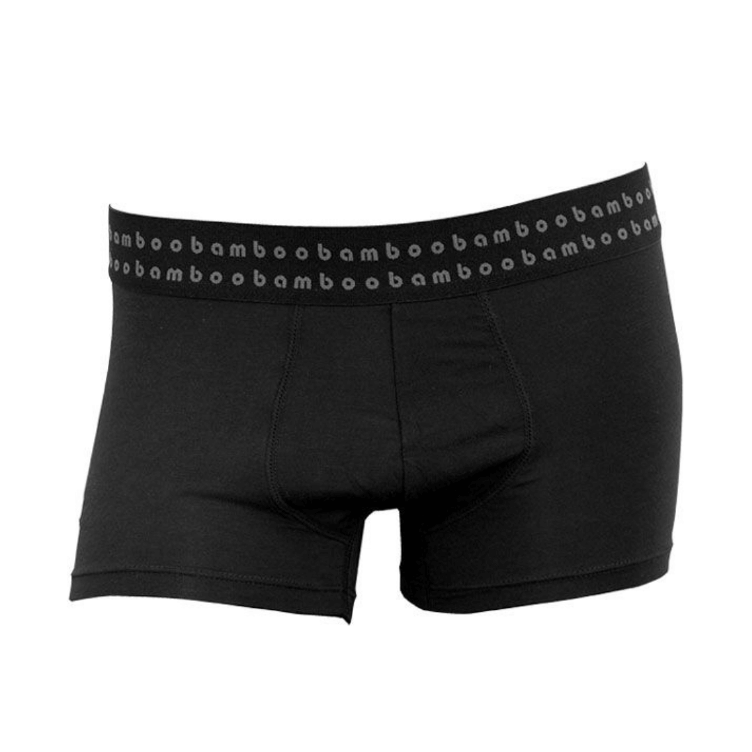 Stewarts Menswear Bamboo Textiles men's bamboo trunks. Men's bamboo underwear. Colour is black with black waistband.