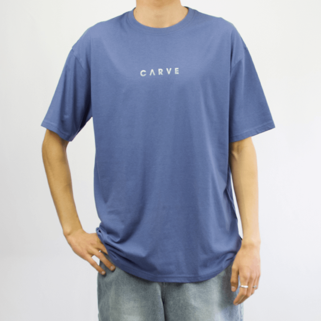 Carve Exile Short Sleeve Tee available at Stewart’s Menswear Mullumbimby. Relaxed fit cotton jersey men’s t-shirt with small chest print. Colour is Indigo