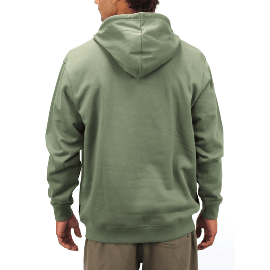 Back View of Carve Mystic Zip Hoodie in Moss available at Stewart's Menswear Mullumbimby. Warm 300g brushed fleece, zip front, side pockets, and easy everyday style.