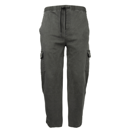 Stewarts Menswear Carve Surfwear Atlas Cargo Pant. Atlas Cargo Pant from Carve is a regular fit elastic waist straight leg open bottom cargo pant.  Upper welt pockets and lower leg patch pocket with secured flap features a Carve pleather badge. Colour is Army.