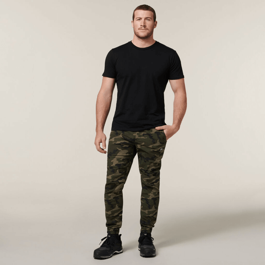 Hard Yakka camo jogger pants and active shorts bundle in stretch ripstop fabric, size 102, available at Stewart's Menswear Mullumbimby.