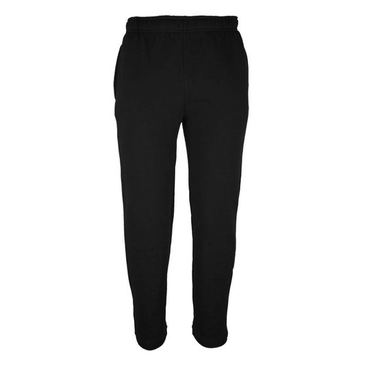 Stewart's Menswear JBs Wear 80% cotton tracksuit pants. These Fleecy Sweat Pants are made with from a cotton-rich (80% Cotton 20% Polyester) fleece fabric that provides superior warmth and durability. With convenient pockets, an elastic waist, and a hidden coin pocket, these pants are both functional and comfortable.  The Track pants are a classic fit with an open leg (no cuff).Colour is black.