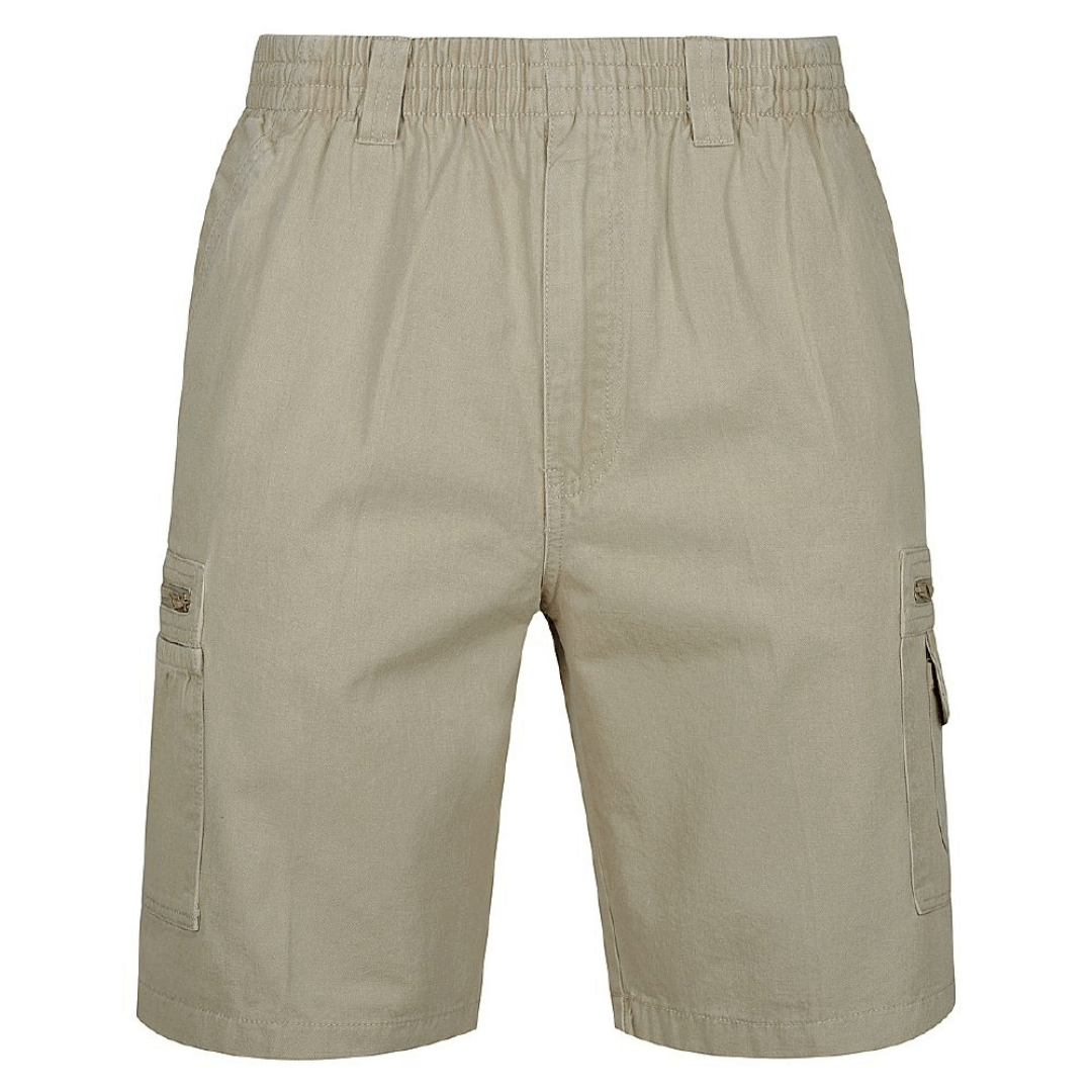 Mens cotton cargo shorts elastic waist sales