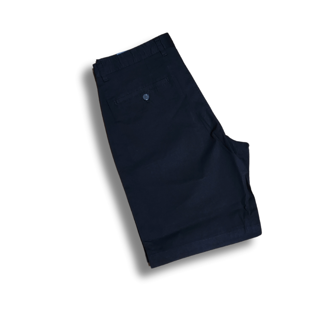 Stewarts Menswear, Mullumbimby. Le Short lightweight stretch cotton shorts. These quality Lightweight Men's Stretch Cotton Shorts are the ideal choice for comfortable and stylish summer wear. Made with a blend of 55% Cotton 41% Nylon and 4% spandex, they offer a comfortable and flexible fit that moves with you throughout the day.  Colour is Black, Back View.