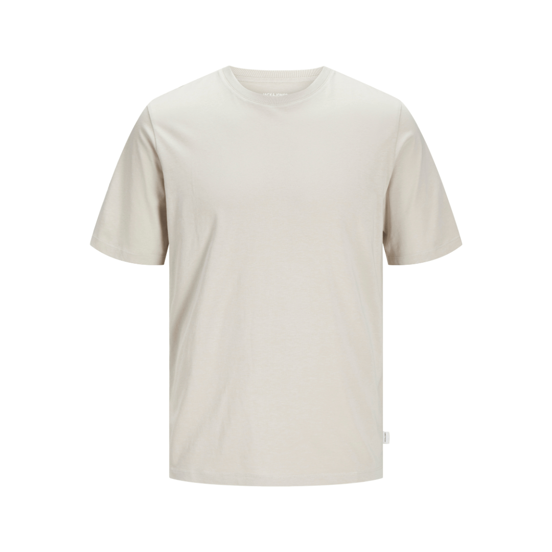 Stewart's Menswear, Mullumbimby. Jack & Jones Organic Cotton T-Shirt. Colour is Moonbeam, a light off-white colour.