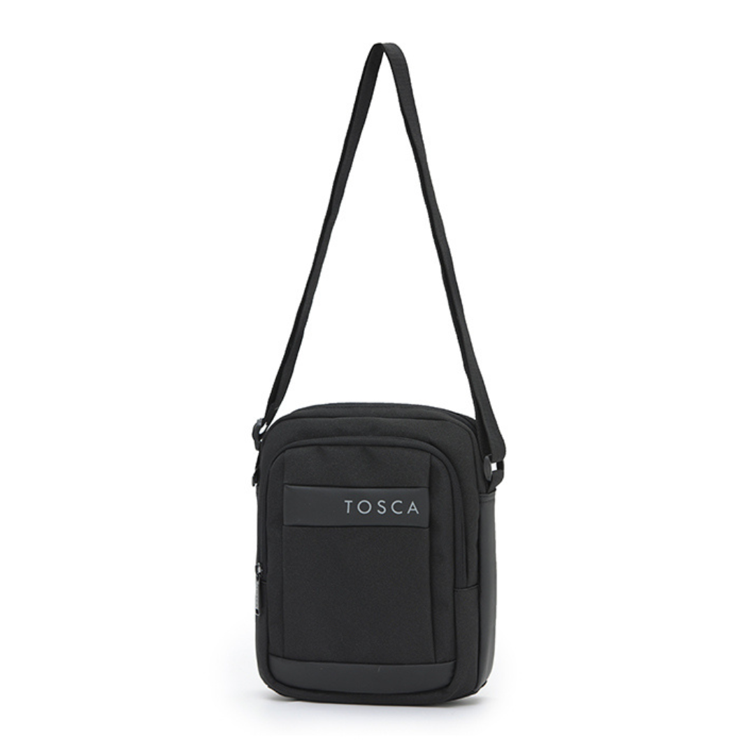 Stewarts Menswear Mullumbimby Tosca Cross shoulder bag. This Men's Cross Shoulder Bag is the perfect man-bag for every occasion. This Cross-Body Bag includes one large main compartment with another smaller zippered compartment on front: perfect for your phone, wallet, keys and a water bottle plus it comes with an adjustable strap. Colour is black.