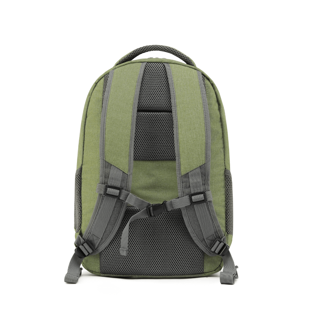 Back View of Green and Grey coloured Tosca Urban backpack available from stewart's Menswear Mullumbimby.