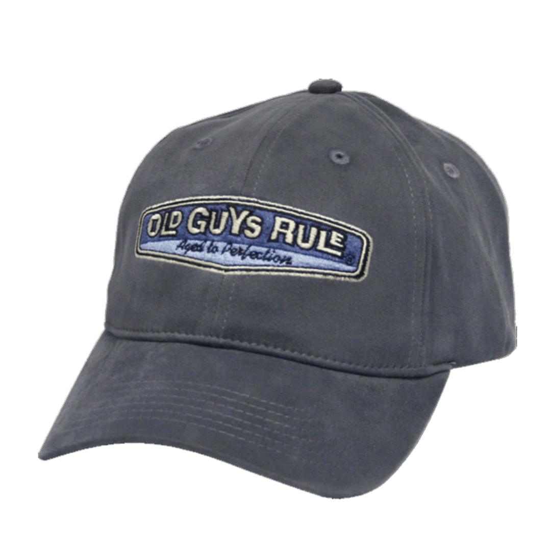 Stewarts Menswear Old Guys Rule Rear View cap. Colour is Slate Grey. Embroidered logo on front reads "Old Guys Rule. Aged to Perfection."
