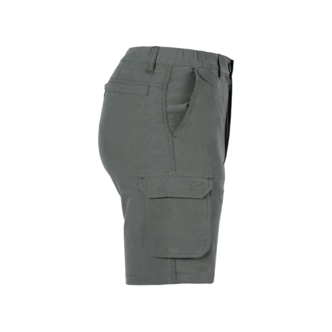 Side view of Pilgrim Lightweight Cargo Pant in navy with cargo pockets and zipped back pockets, available at Stewart's Menswear Mullumbimby.