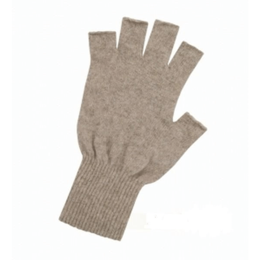 Stewarts Menswear Possum Merino Fingerless Gloves. Colour is natural.