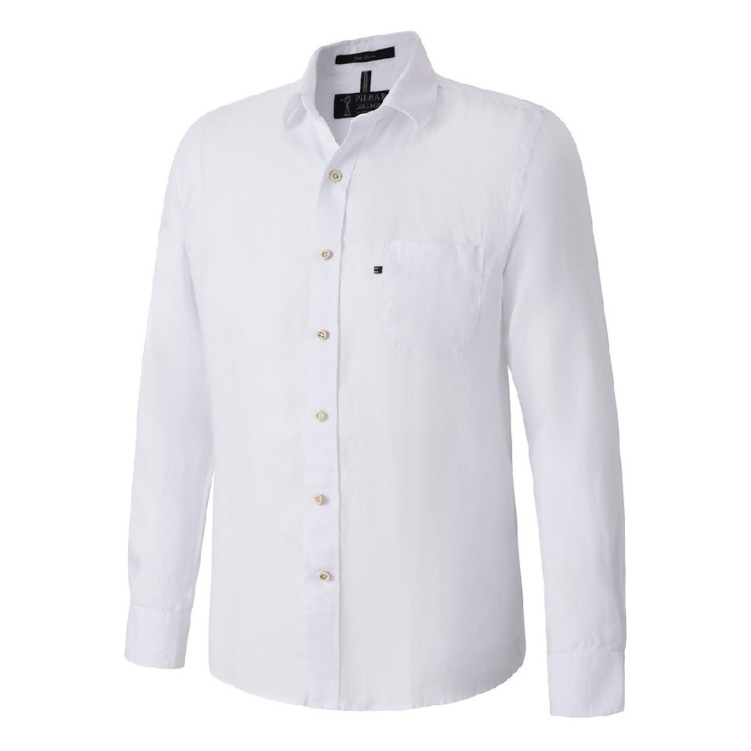Stewarts Menswear Ritemate Workwear. Pilbara Men's Linen Shirt long sleeve. Colour is White.