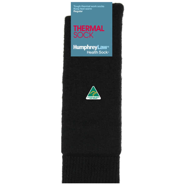 Stewarts Menswear Humphrey Law Australian Made socks. Colour is black.