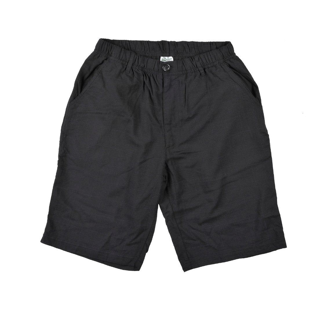 Stewarts Menswear, Mullumbimby. Kingston Grange Bamboo Beach short. Colour is black. Front View.