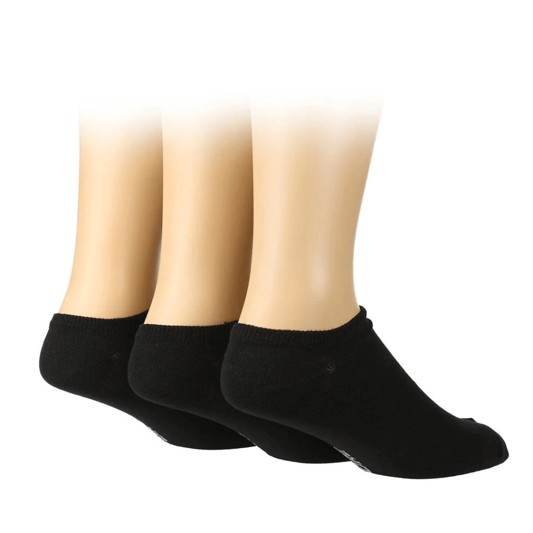 Stewart's Menswear TORE recycled socks. Men's plain trainer liner socks. Three pairs of black socks. The world's first range of socks that are 100% certified as totally recycled. All materials used in the manufacturing process are sourced from existing resources on our planet. Even the packaging is recycled and printed using plant based inks! TORE® is committed to the belief that "your socks shouldn't cost the earth".