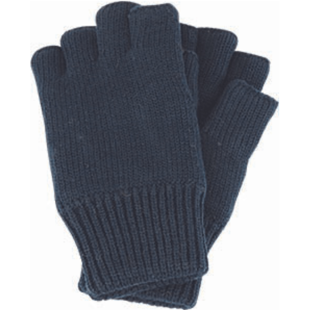 Stewart's Menswear Avenel Hats fingerless gloves.These acrylic fingerless gloves with Thinsulate lining are the perfect accessory for the cooler months. Designed with functionality in mind, providing warmth while allowing for full use of your fingers. Made from soft acrylic yarn, they feature a Thinsulate lining that provides extra insulation and warmth. Colour is Navy.