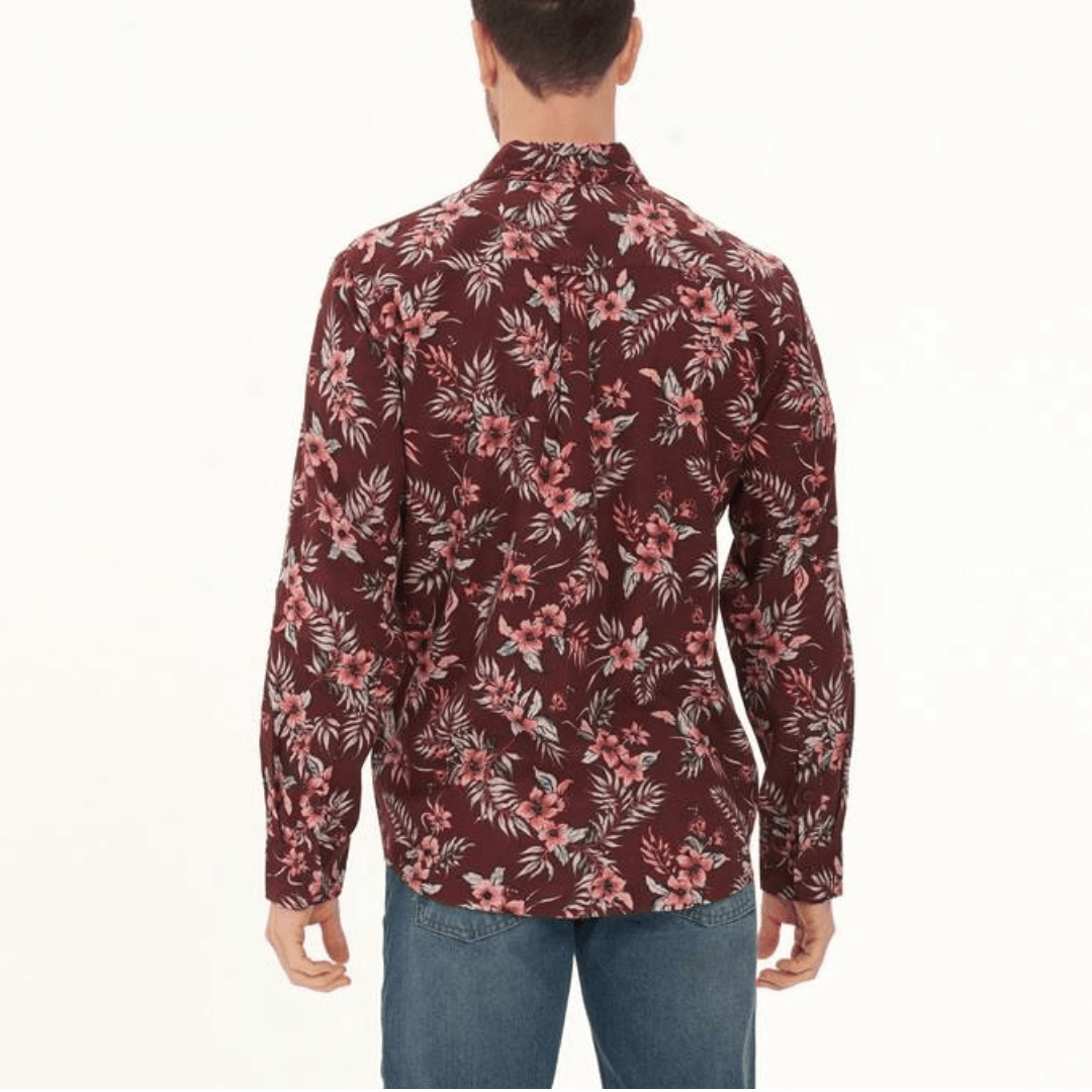 Hemp/Cotton Blend Long Sleeve Floral Shirt