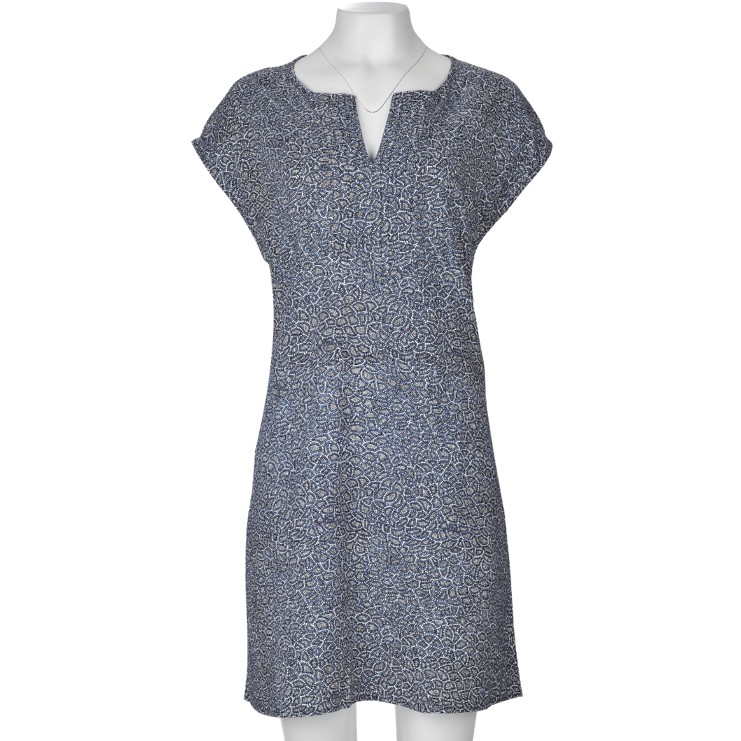 Stewarts Menswear Kingston Grange bamboo dress. Colour is Warntungurru. Predominantly navy with indigenous print all over.