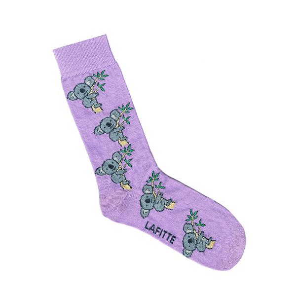 Australian Made novelty socks. Colour is Mauve with Koalas all over.