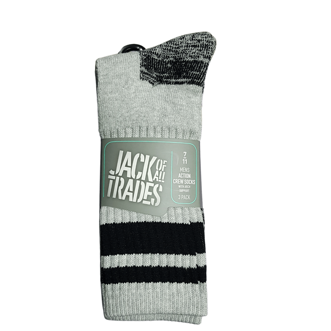 Jack of All Trades 3 Pack Cotton Action Crew Sock