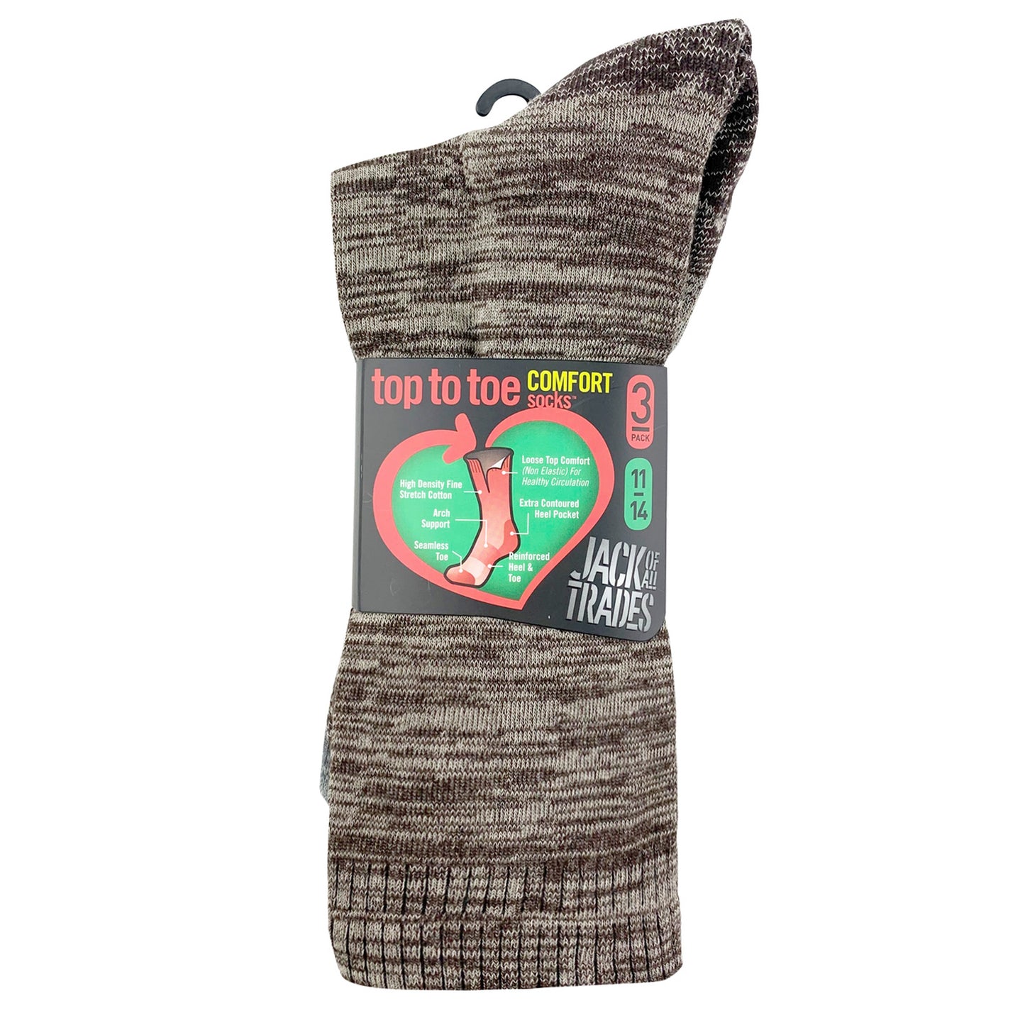 Jack Of All Trades Top 2 Toe Cotton Health Comfort Socks