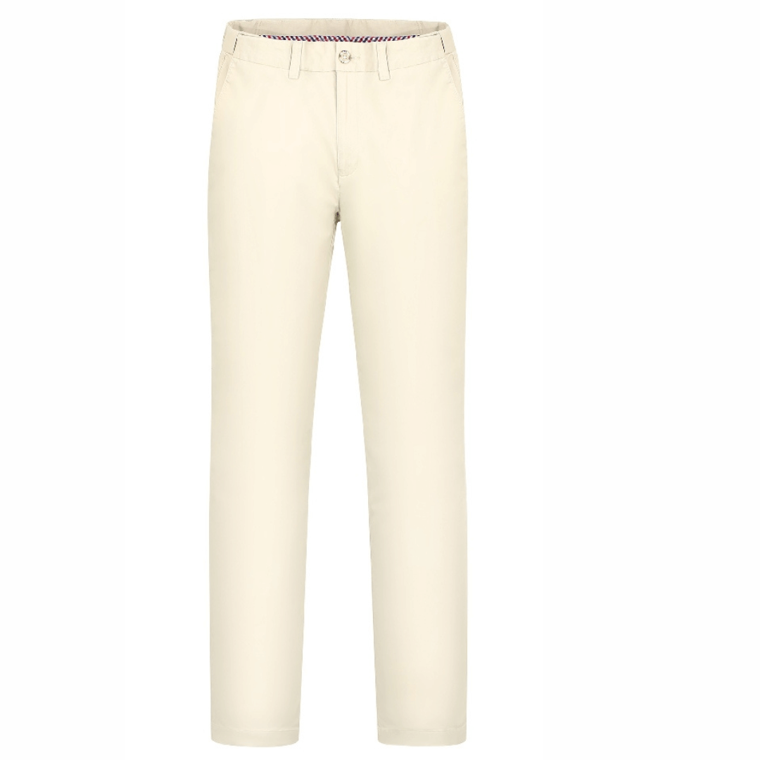 Stewarts Menswear Ritemate Pilbara Classic chino pants, Beige colour, front view.The Pilbara Classic Chino Pant by Ritemate is the perfect addition to any men's wardrobe.. Made from 98% cotton and 2% elastane with superior garment assembly, twin needle stitching and a quality YKK zipper, the Classic Chino Pant is designed to last.  The action waistband provides a comfortable fit for all day wear and the soft peach finish gives these men's pants a luxurious feel.