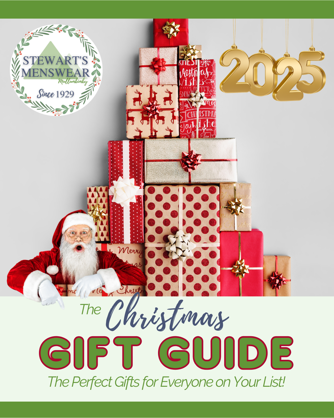 Stewarts menswear Christmas Gift Guide cover. the perfect gifts for everyone on your list!