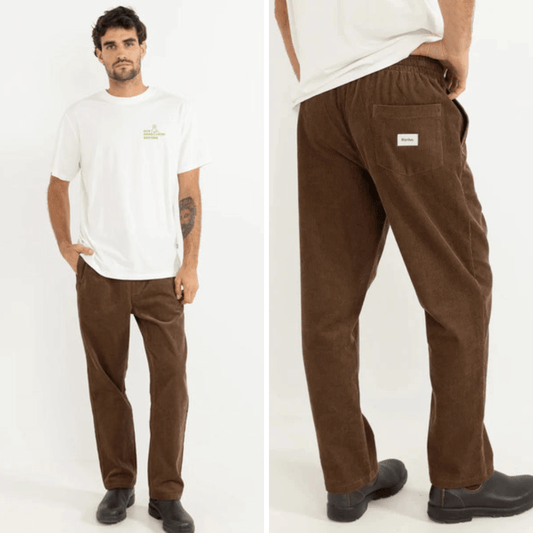 Rhythm Cord Jam Pants in brown available from Stewart's Menswear, Mullumbimby.