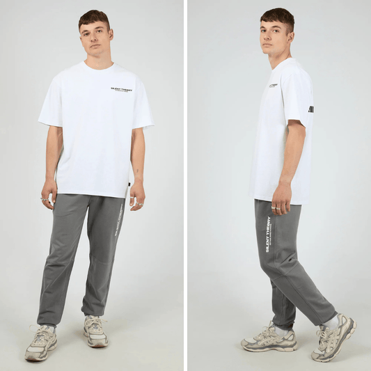 Silent Theory Essential Theory Trackpant  brushed fleece in charcoal available at Stewart’s Menswear Mullumbimby.