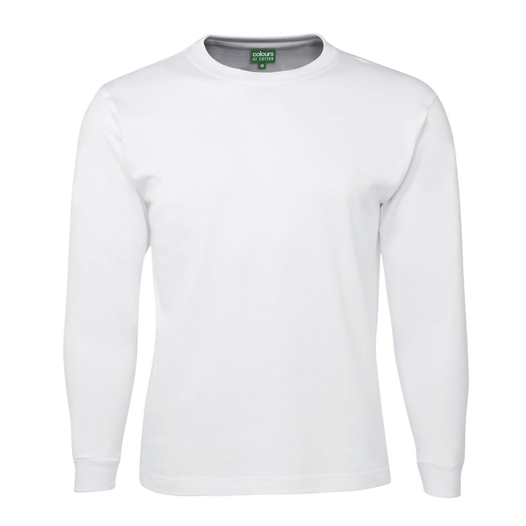 Stewart's Menswear 100% cotton long sleeve tee, white. Comfortable and breathable, UPF protection, Classic fit and retains shape wash after wash. Can be worn on its own as a stand alone shirt or as an extra layer of warmth under an overshirt - a versatile addition to your wardrobe.