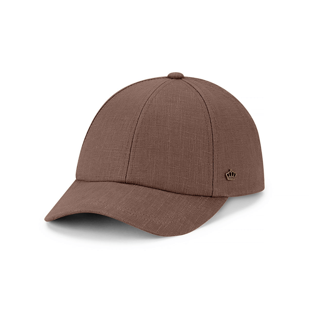 Avenel Hats Judd Linen Baseball Cap in Cocoal available at Stewart’s Menswear Mullumbimby. Breathable linen cap with curved brim and UPF 50+ protection.
