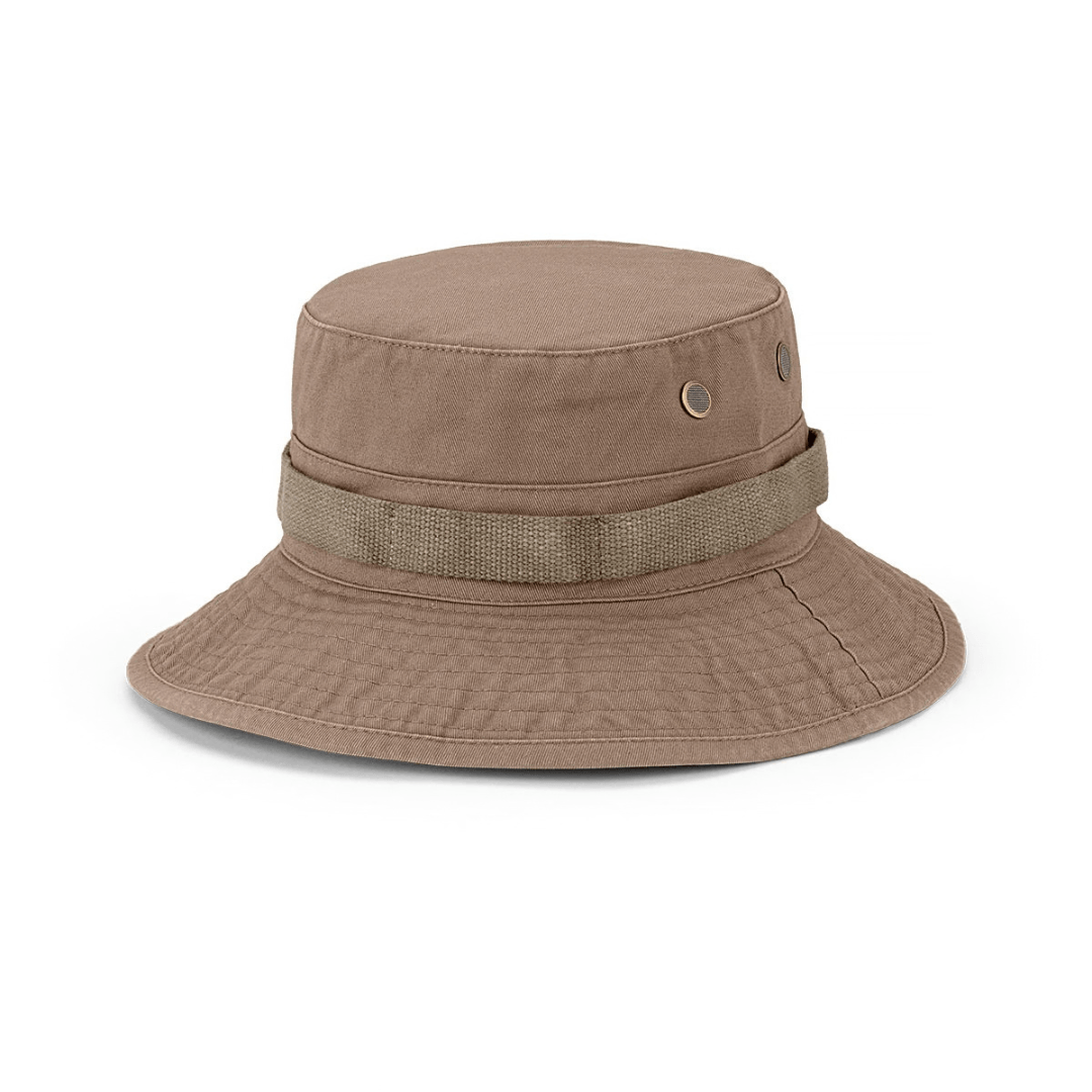 tewarts Menswear Avenel Hats Cotton Bush Hat.  A packable, lightweight hat that is extremely durable and comfortable with a classic design that offers great UPF50+ sun protection.  Great for outdoor work and outdoor activities such as camping, hiking or fishing.   Easily packable which makes is ideal for travelling as well. Colour is Mocha.