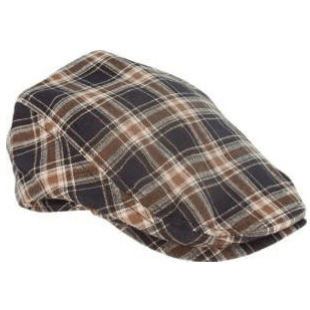 Stewarts Menswear Avenel Hats cotton check ivy cap. If you are looking for a men's stylish Summer cap, look no further than this Ivy Cap with cotton lining. Chocolate and coffee coloured check.