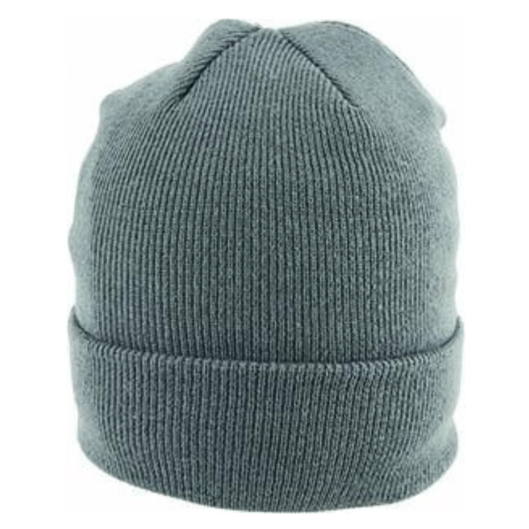 Grey coloured Avenel Hats Fine acrylic rib knit beanie with Thinsulate lining available at Stewart’s Menswear Mullumbimby.