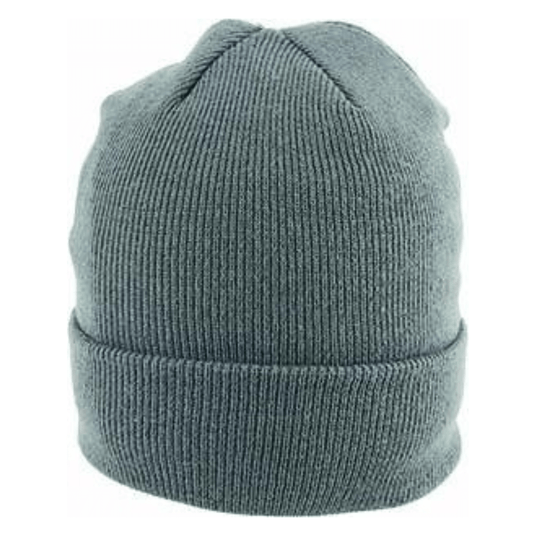 Grey coloured Avenel Hats Fine acrylic rib knit beanie with Thinsulate lining available at Stewart’s Menswear Mullumbimby.