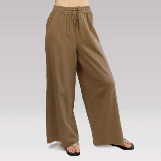 Carve Lanai Beach Pant  available at Stewart’s Menswear Mullumbimby. Ladies relaxed cotton beach pants with elastic waist and back pocket.