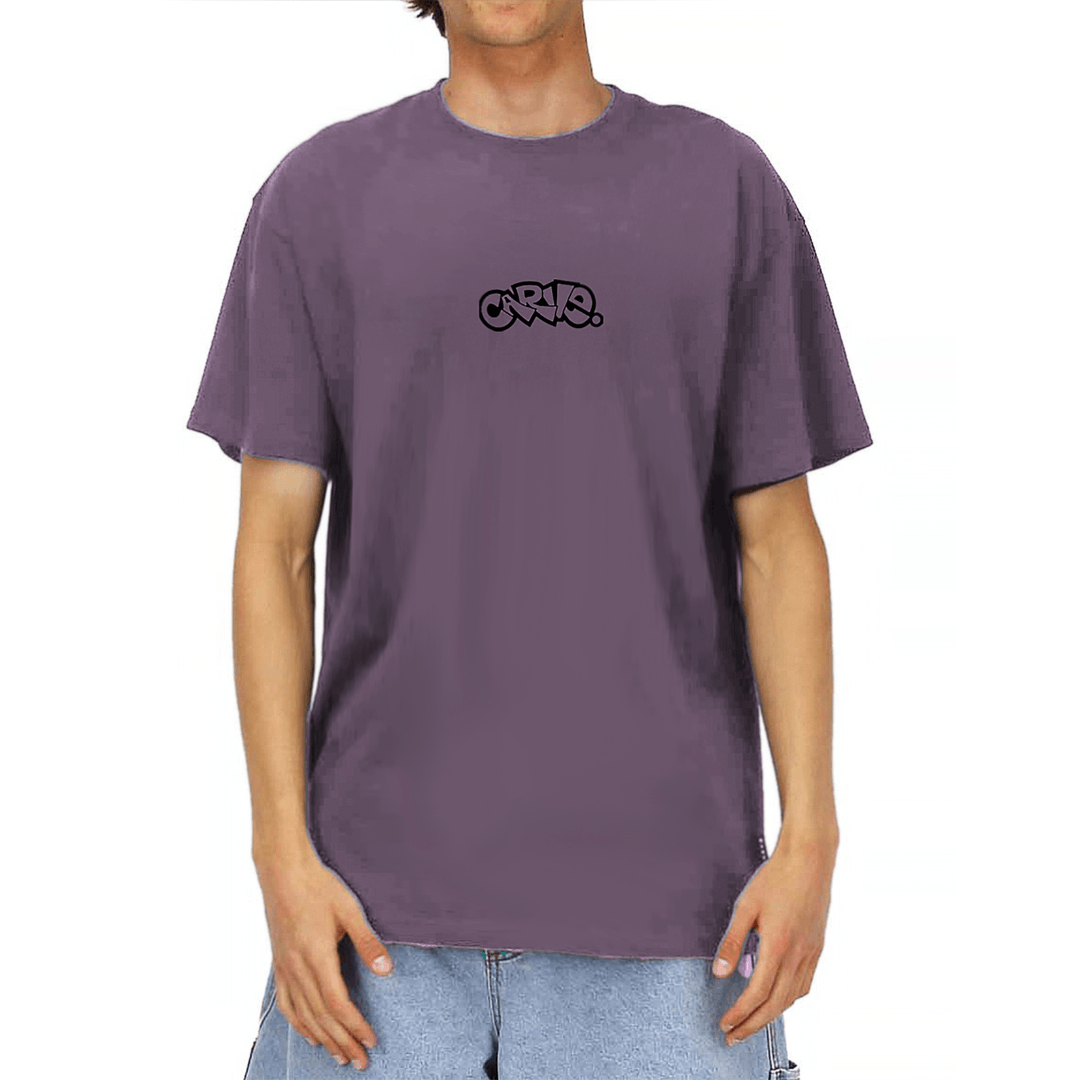 Carve Writer Tee in mauve, BOY's short sleeve cotton tee with small black graffiti-style Carve logo on the chest, available at Stewart's Menswear Mullumbimby.