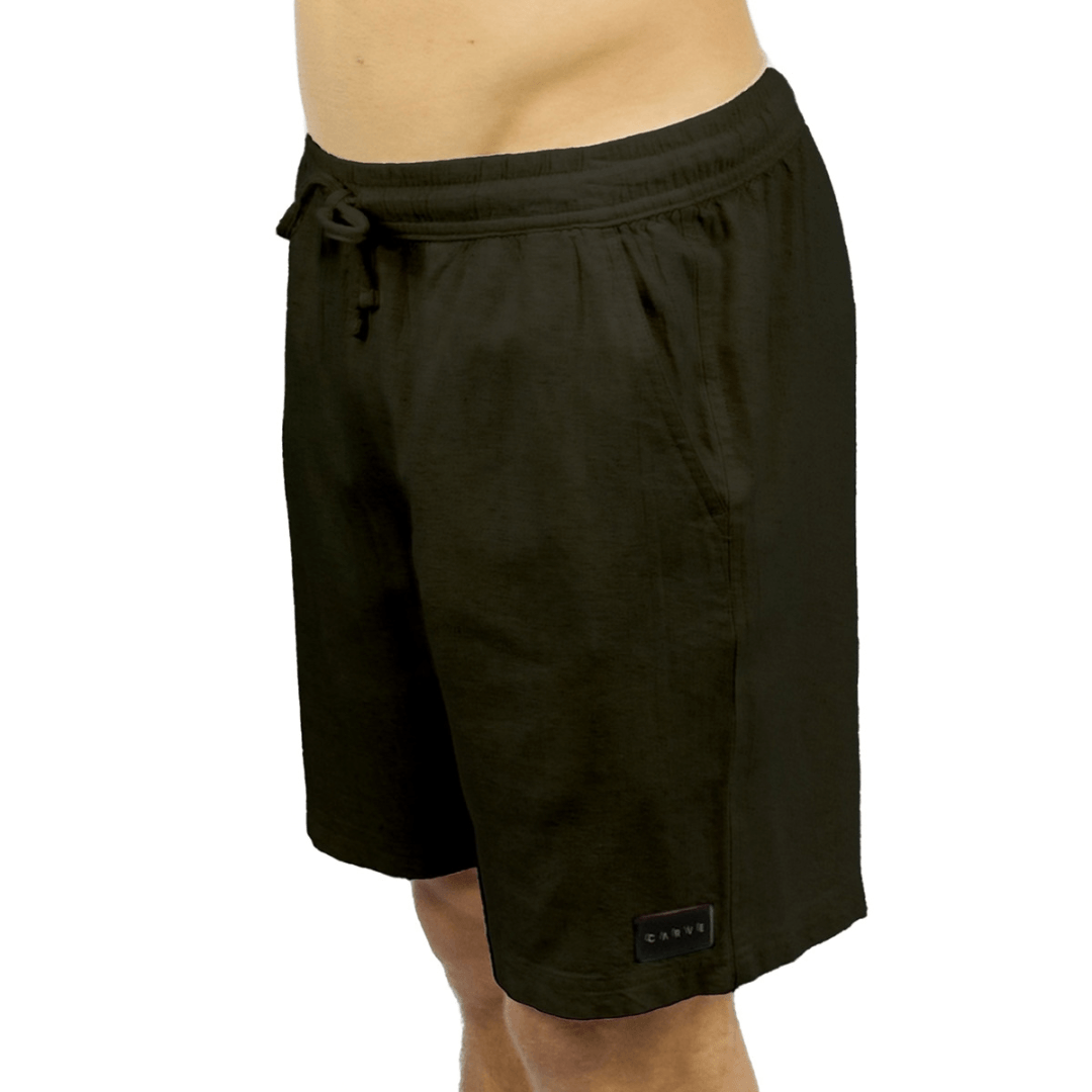 Carve Friday Volley Short in black, men's elastic waist microfibre shorts with drawcord, side pockets and Carve logo badge, available at Stewart's Menswear Mullumbimby.