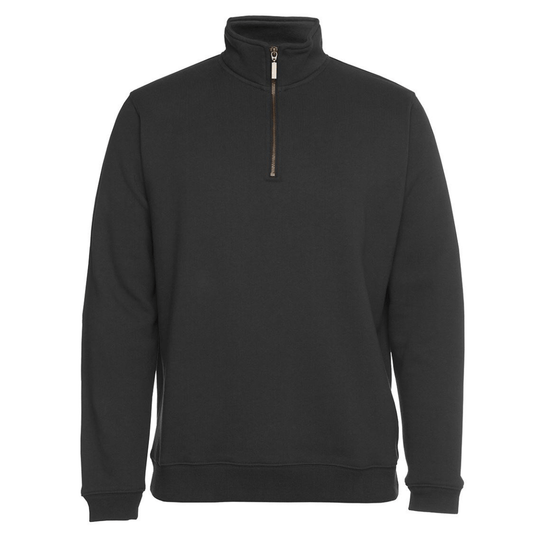 Stewarts Menswear Colours of Cotton brass 1/2 zip sweater. Colour is gunmetal and made from quality cotton rich fleece. This classic sweat design with a brass zip offers comfort, style and warmth and has&nbsp;a range of colours to choose from. Team it with your favourite jeans and your go-to comfy joggers for an effortless&nbsp;weekend vibe.