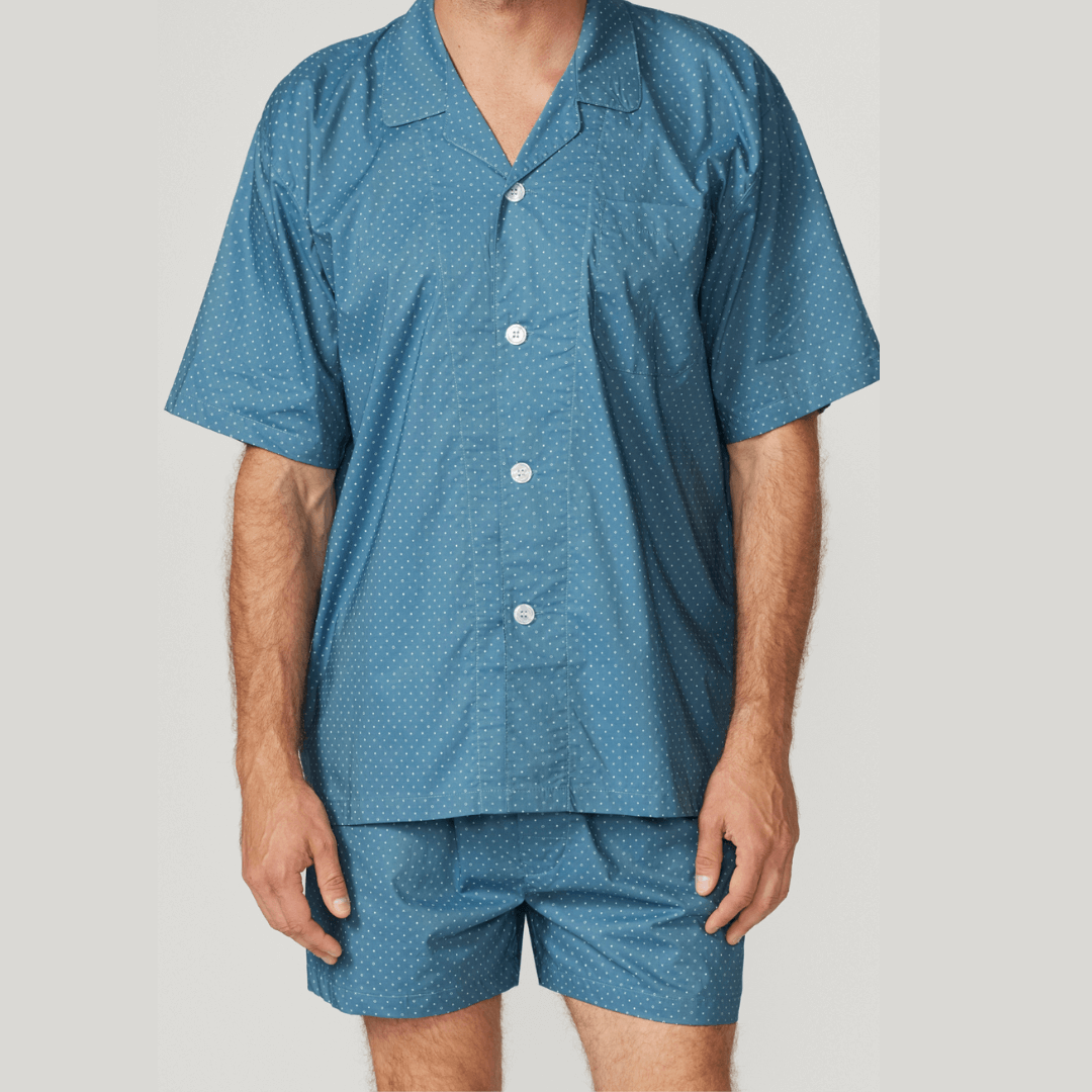 Contare featherweight pure cotton short sleeve pyjama set available from Stewart's Menswear, Mullumbimby.