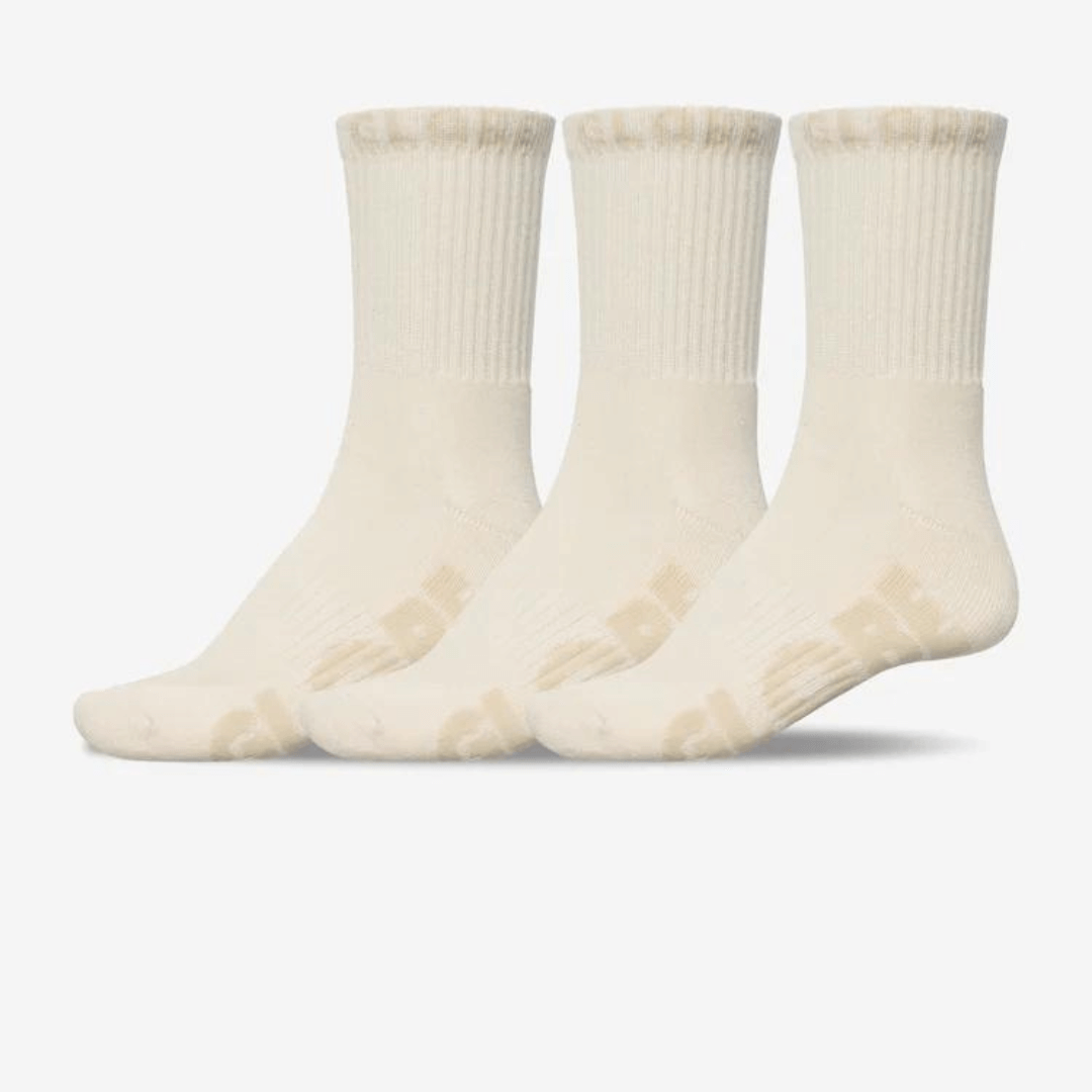 Stewarts Menswear Globe crew socks bleach free 3 pack. These Globe 3 Pack crew socks are the perfect budget friendly addition to any skater's wardrobe. Made with 75% organic cotton, they provide comfort and durability while reducing the impact on the environment.