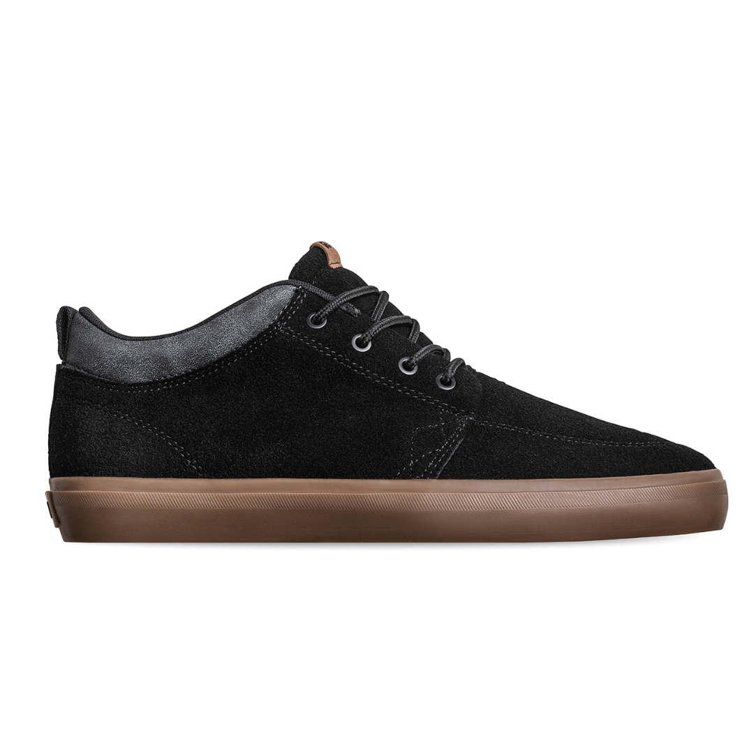 Globe GS Chukka skate shoe in black, grey and tobacco suede, available at Stewart's Menswear Mullumbimby.
