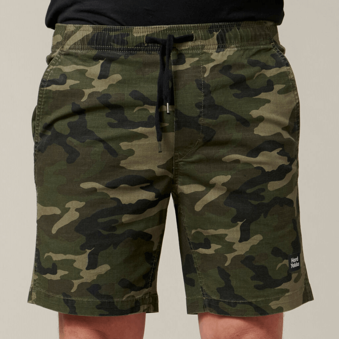 Hard Yakka camo jogger pants and active shorts bundle in stretch ripstop fabric, size 102, available at Stewart's Menswear Mullumbimby.