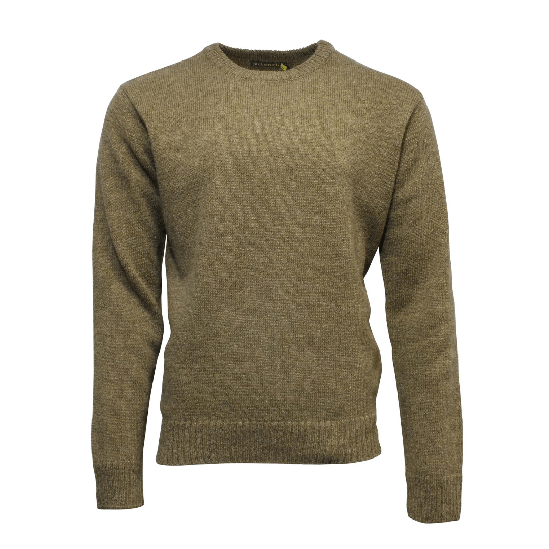 Stewarts Menswear Jack Smith Shetland wool crew neck pullover. The Jack Smith Shetland Wool Crew Neck Pullover is a classic men's knitted jumper which features a crew neck, regular fit, and rib knit cuffs and waist. Made from 100% shetland wool, it offers warmth and softness, ensuring you stay cosy and comfortable through the chilly winter months. Colour is nutmeg.