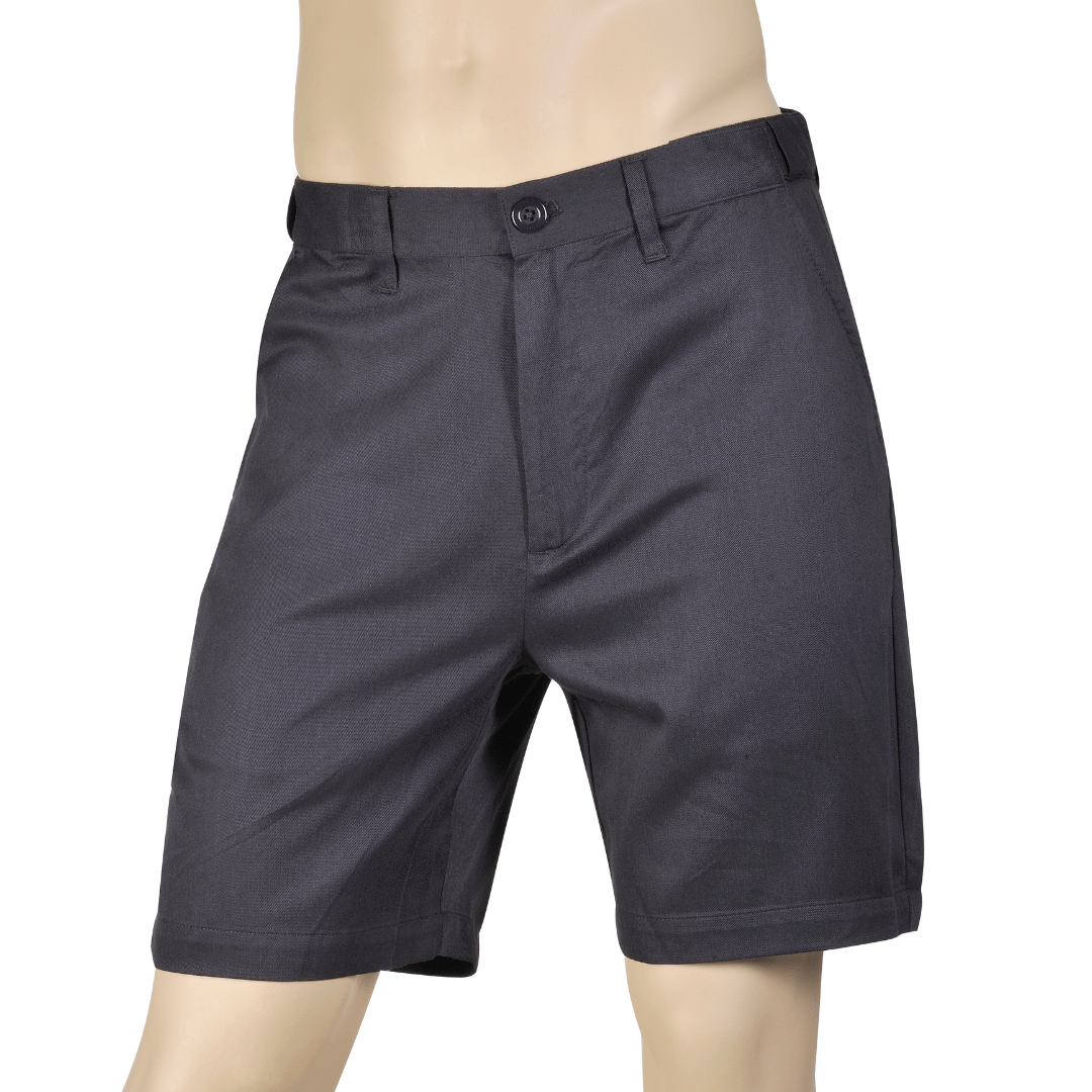 Front view of Navy coloured Kingston Grange bamboo chino shorts available from Stewart's Menswear in Mullumbimby.