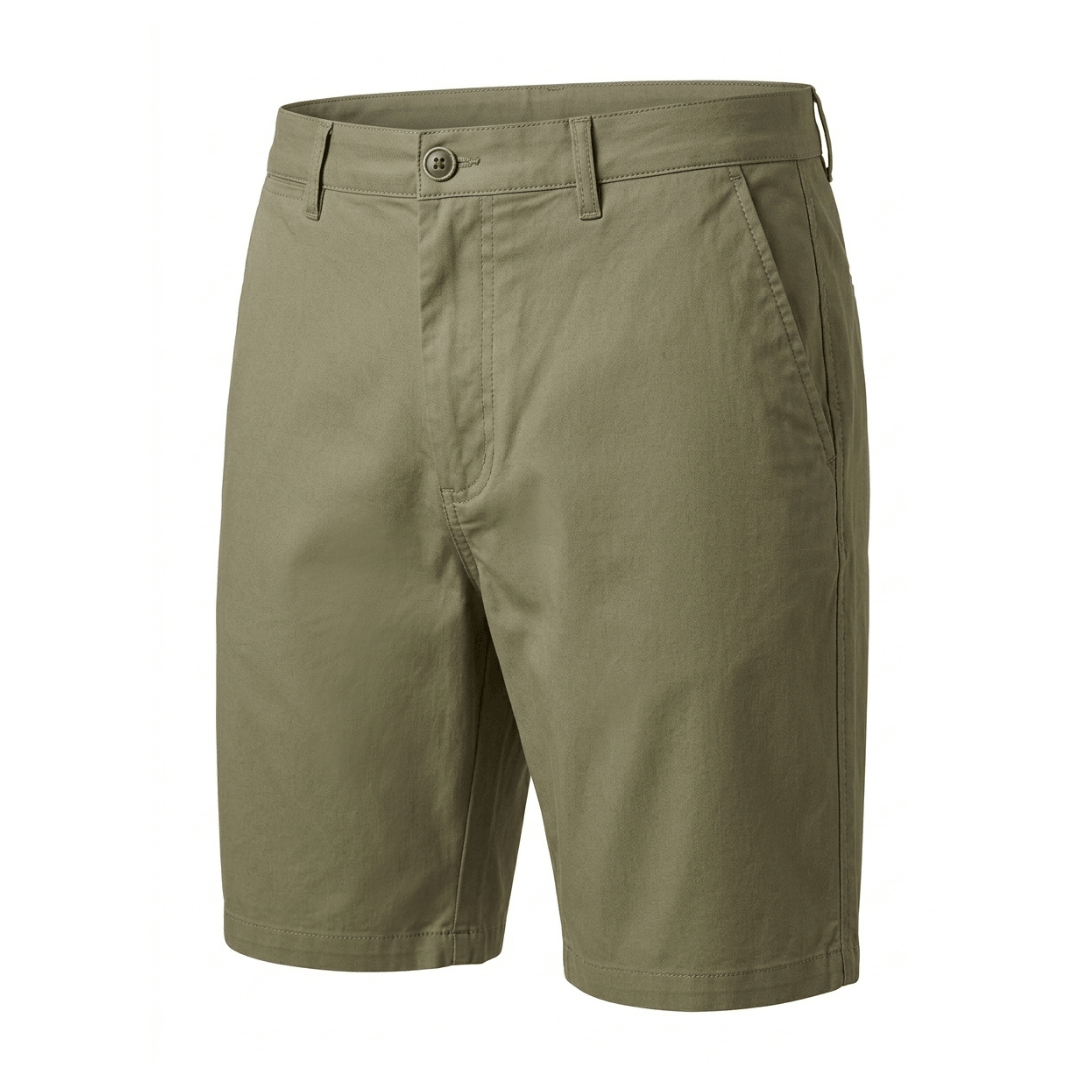 Le Short Lightweight Stretch Short in olive, men's stretch chino shorts available at Stewart's Menswear Mullumbimby.