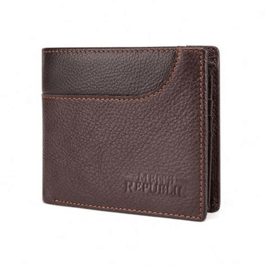 Stewarts Menswear men's gifts. Men's Leather wallet. Colour is Coffee. Photo shows closed wallet.